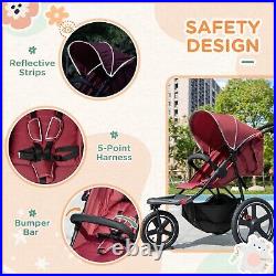 Lightweight Running Pushchair with Fully Reclining From Birth to 3 Years Red