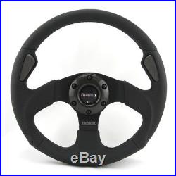 MOMO LEATHER PERFORATED SPORTS STEERING WHEEL Jet 12 19/32in Black Ring from