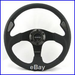 MOMO LEATHER PERFORATED SPORTS STEERING WHEEL Jet 13 25/32in Black Ring from