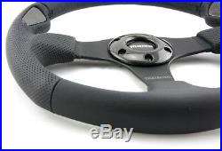 MOMO LEATHER PERFORATED SPORTS STEERING WHEEL Jet 13 25/32in Black Ring from