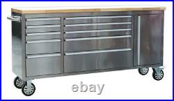 Mobile Stainless Steel Tool Cabinet 10 Drawer & Cupboard From Sealey Ap7210ss Sy