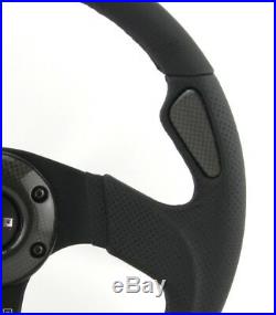 Momo Leather Perforated Sports Steering Wheel Jet 12 19/32in Black Ring From