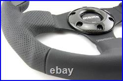 Momo Leather Perforated Sports Steering Wheel Jet 12 19/32in Black Ring From
