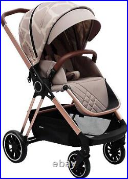 My Babiie MB250 Dani Dyer Rose Gold Giraffe Fawn Stroller & Carrycot GRADE A