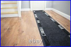 New Black Hallway Stairs Runner Rug Very Long Door Mat Large Floor Carpet UK