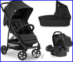 New Hauck Rapid 4 Trio 3in1 Pram Pushchair Carrycot Car Seat Set In Black