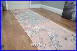 Pink Grey Hallway Runner Rug Large Small Stairway Door Mat Floor Carpet UK