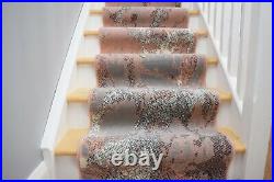Pink Grey Hallway Runner Rug Large Small Stairway Door Mat Floor Carpet UK