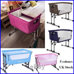 Portable Baby Crib Next to Me From Birth Bed Side Cot Cradle Wheeled Dark Blue