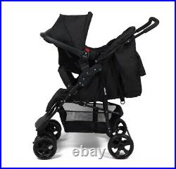 Puggle Lowton Luxe Storm Black 2-in-1 Pushchair Travel System with Rain Cover