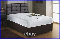 Quilted Memory Foam Suede Divan Bed Set + Mattress + Headboard, 3ft 4ft 4ft6 5ft