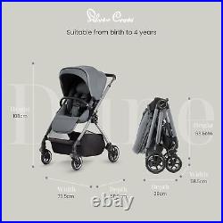 Silver Cross Dune Glacier Pushchair Stroller Buggy and Compact Carrycot Grey