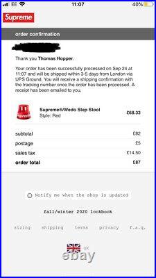 Supreme x Wedo Step Stool Red / Collection from Cambridge / One Size