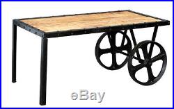 UP-Cycled Industrial Style Cart Coffee Table made from Metal & Solid Wood